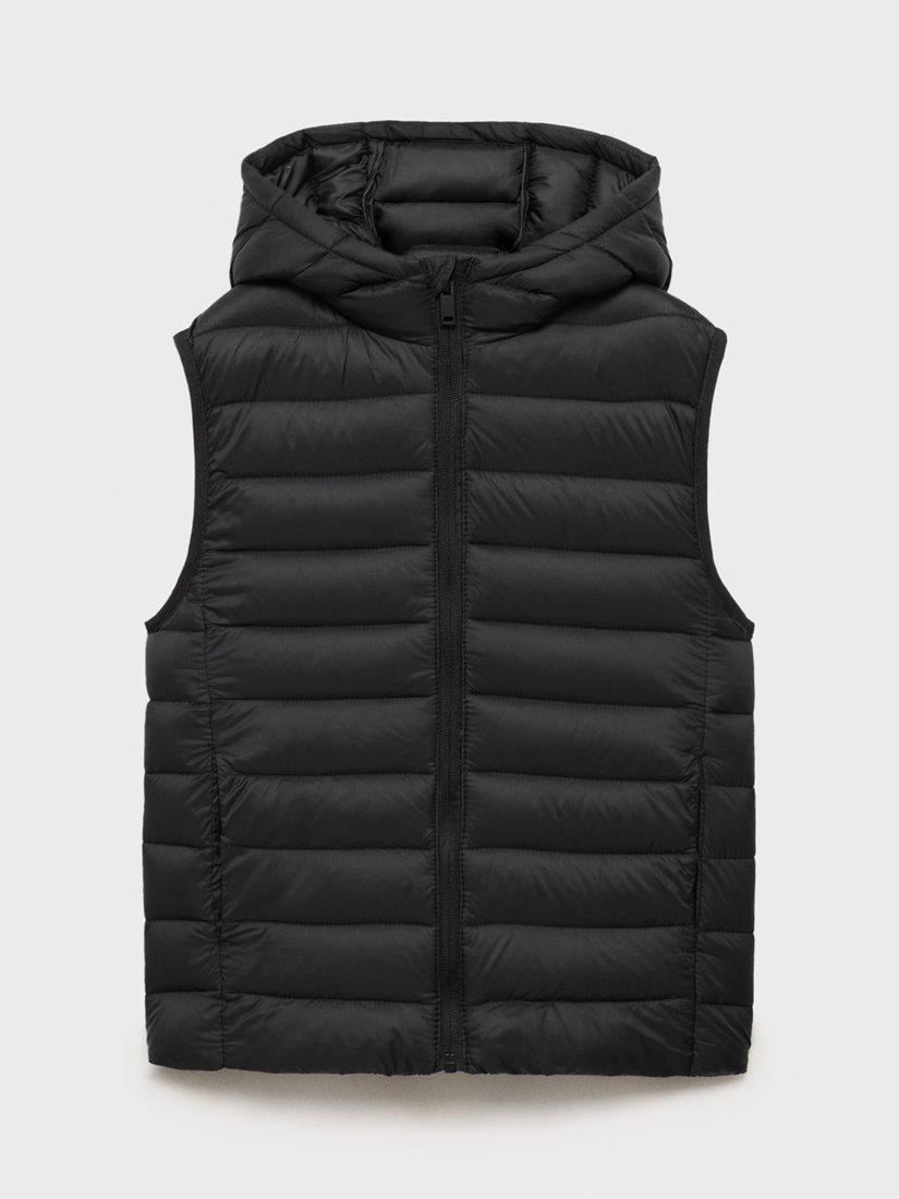 Product image 1 of 4, which shows Mango Kids' Unicov Padded Gilet, Black, 5-6 years