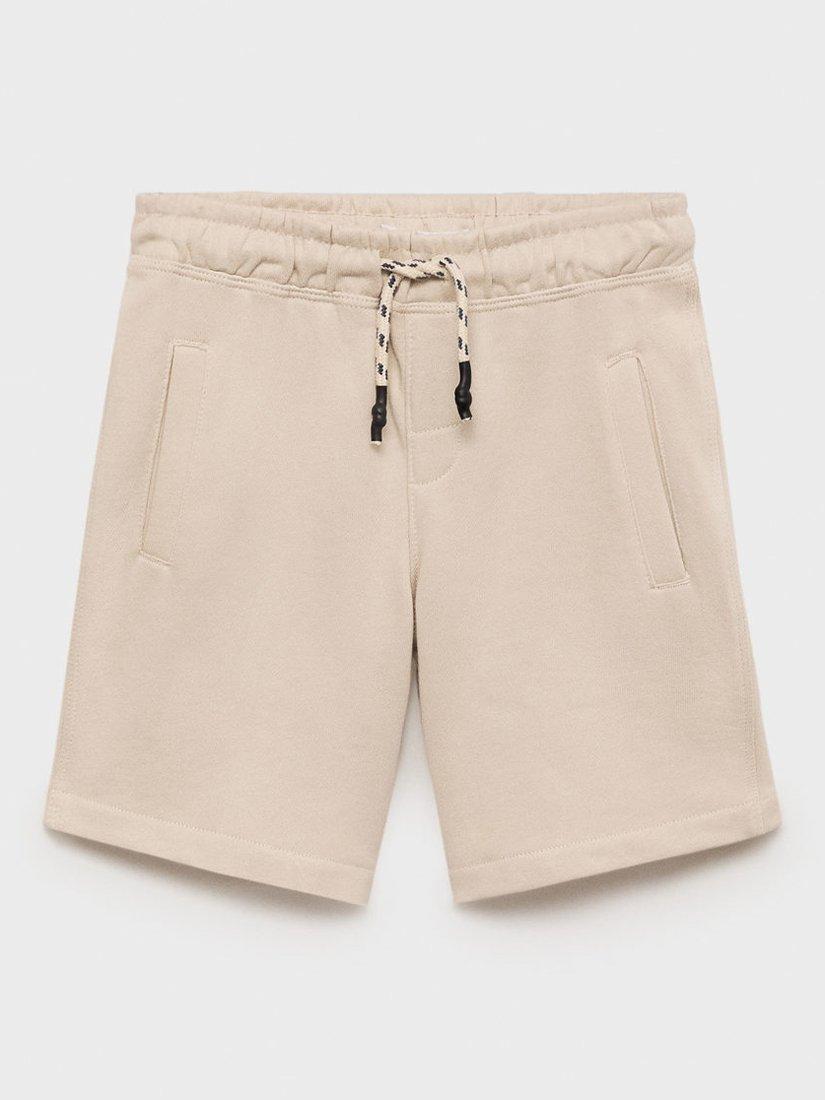 Mango Kids' Asier Cotton Drawstring Shorts, Light Beige