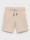 Mango Kids' Asier Cotton Drawstring Shorts, Light Beige