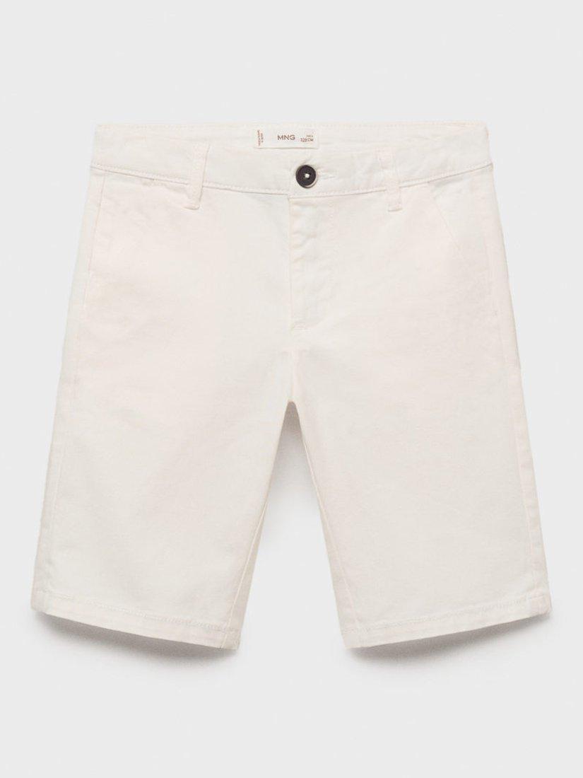 Product image 1 of 4, which shows Mango Kids' Pico Chino Shorts, White, 10 yrs