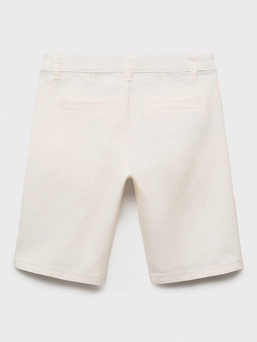 Product image 2 of 4, which shows Mango Kids' Pico Chino Shorts, White, 10 yrs