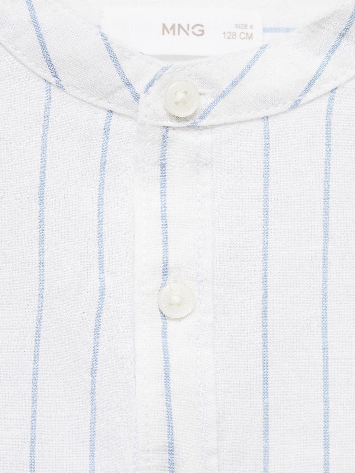 Product image 6 of 6, which shows Mango Kids' Forma Cotton Linen Blend Striped Shirt, Medium Blue, 6 yrs