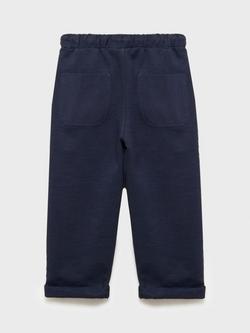 Mango Kids' Soller Elasticated Drawstring Waist Joggers, Navy - view 2, Navy