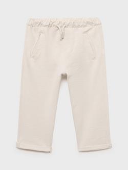 Mango Kids' Soller Elasticated Drawstring Waist Joggers, Natural White, Natural White