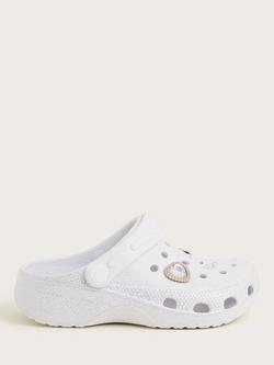 Monsoon Kids' Sparkle Charm Clogs, Ivory, Ivory