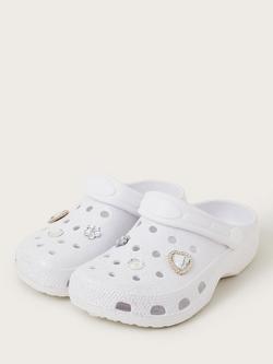 Monsoon Kids' Sparkle Charm Clogs, Ivory - view 2, Ivory