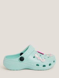 Monsoon Kids' Under the Sea Charm Clogs, Aqua, Aqua