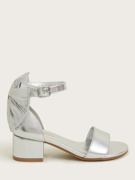 Monsoon Kids' Two-Part Bow Heeled Shoes, Silver