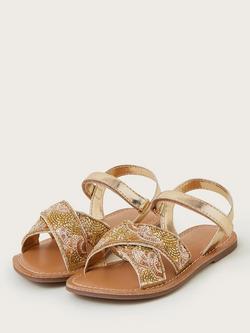 Monsoon Kids' Embellished Metallic Sandals, Multi - view 2, Multi