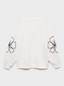 Mango Kids' Petunia Floral Sleeve Sweatshirt, Natural White - view 2, Natural White