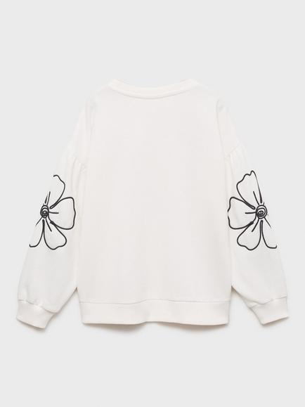 Mango Kids' Petunia Floral Sleeve Sweatshirt, Natural White - view 2, Natural White