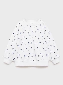 Mango Kids' Prado Floral Print Sweatshirt, Natural White, Natural White