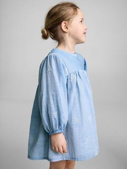 Mango Kids' Tropez Cotton Embroidered Dress, Lt-pastel Blue, Lt-pastel Blue