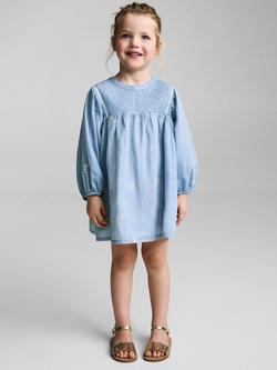 Mango Kids' Tropez Cotton Embroidered Dress, Lt-pastel Blue - view 2, Lt-pastel Blue