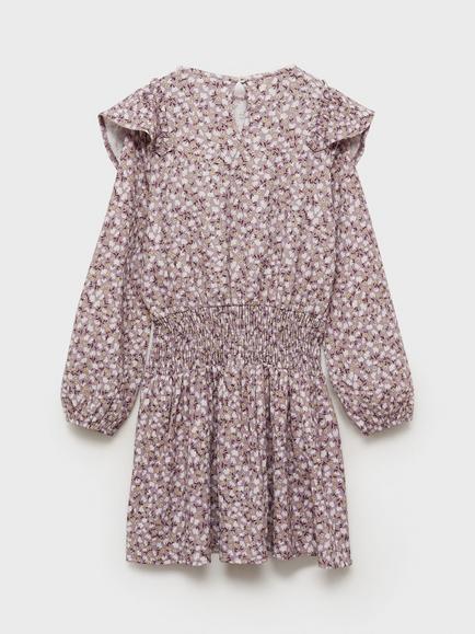 Mango Kids' Capri Flora Frill Dress, Light Pastel Purple - view 2, Light Pastel Purple