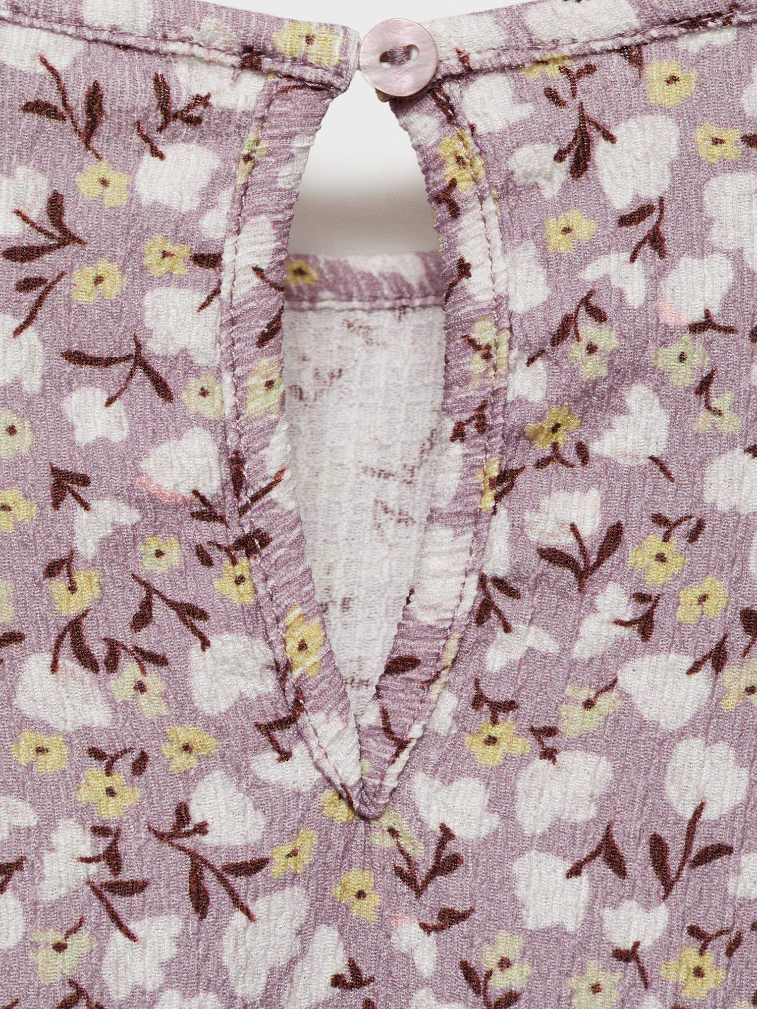 Product image 3 of 4, which shows Mango Kids' Capri Flora Frill Dress, Light Pastel Purple, 11-12 years