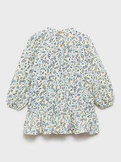 Mango Kids' Cannes Floral Flippy Hem Dress, Light Beige - view 2, Light Beige