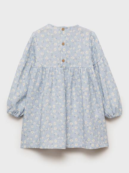 Mango Kids' Lille Floral Flared Dress, Light Pastel Blue - view 2, Light Pastel Blue