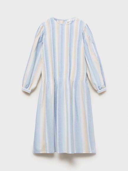 Mango Kids' Marta Stripe Cotton Shirt Dress, Lt-Pastel Blue, Lt-pastel Blue