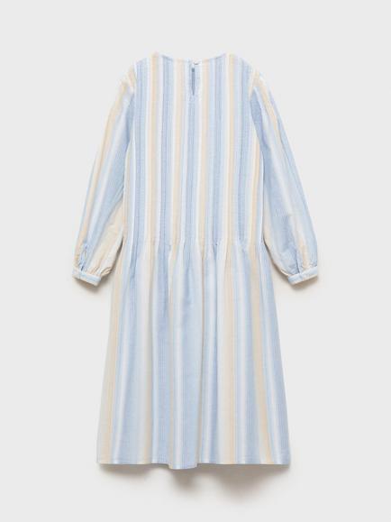 Mango Kids' Marta Stripe Cotton Shirt Dress, Lt-Pastel Blue - view 2, Lt-pastel Blue