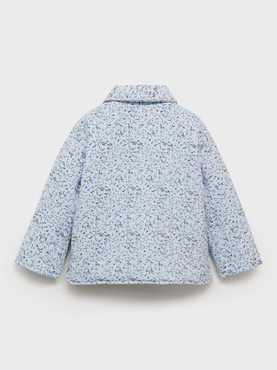 Product image 2 of 4, which shows Mango Kids' Nantes Floral Print Jacket, Blue, 12-18 months