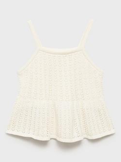 Mango Kids' Olivia Openwork Knit Top, Natural White, Natural White