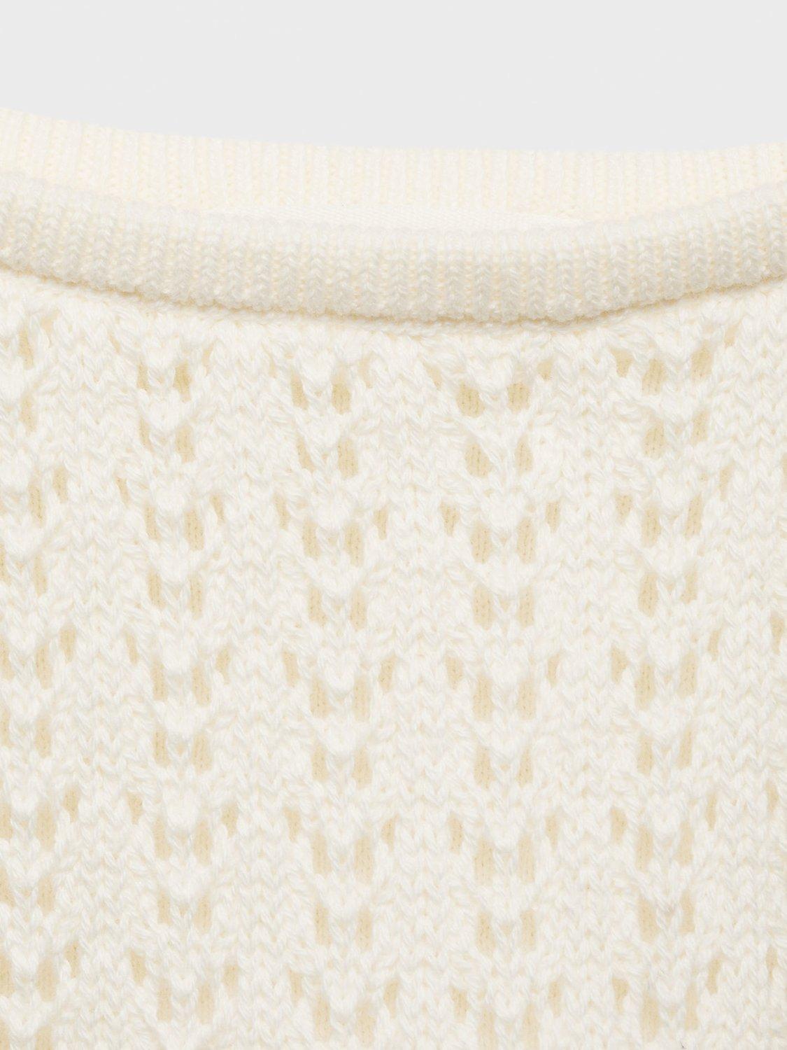 Product image 3 of 4, which shows Mango Kids' Olivia Openwork Knit Top, Natural White, 13-14 years