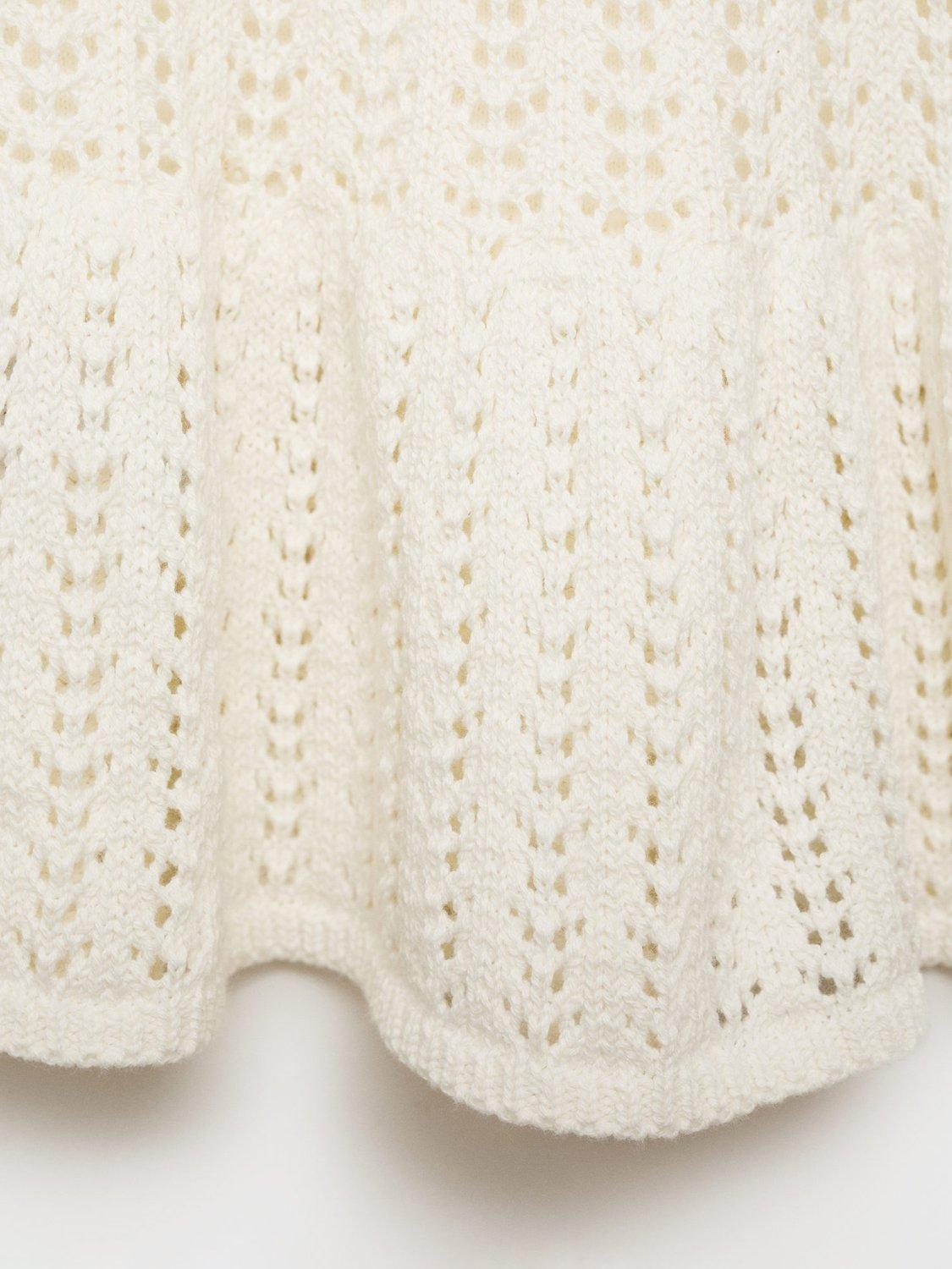 Product image 4 of 4, which shows Mango Kids' Olivia Openwork Knit Top, Natural White, 13-14 years