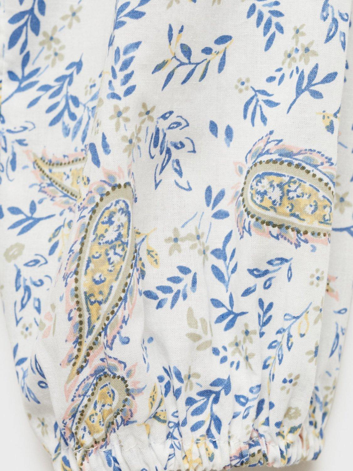 Product image 5 of 7, which shows Mango Kids' Pash Floral Paisley Print Button Blouse, White, 13-14 years