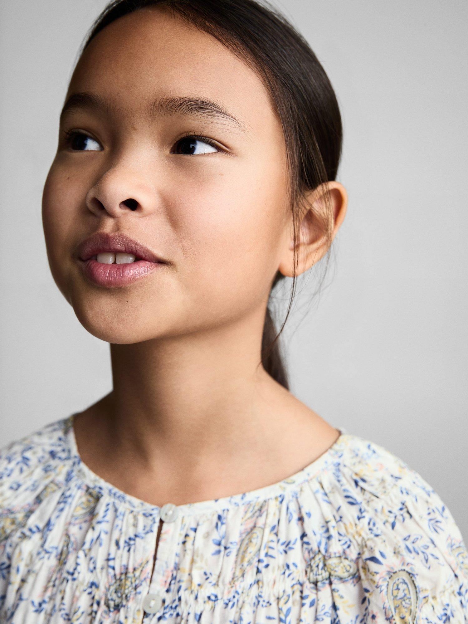 Product image 6 of 7, which shows Mango Kids' Pash Floral Paisley Print Button Blouse, White, 13-14 years