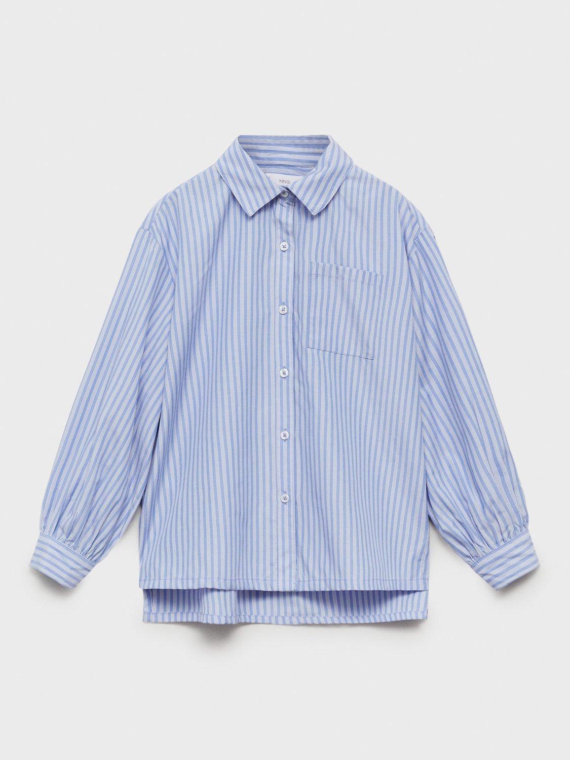 Product image 1 of 4, which shows Mango Kids' Patricia Stripe Shirt, Medium Blue, 9 years
