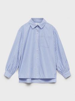 Mango Kids' Patricia Stripe Shirt, Medium Blue, Medium Blue