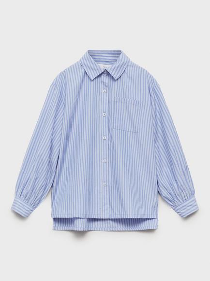 Mango Kids' Patricia Stripe Shirt, Medium Blue, Medium Blue