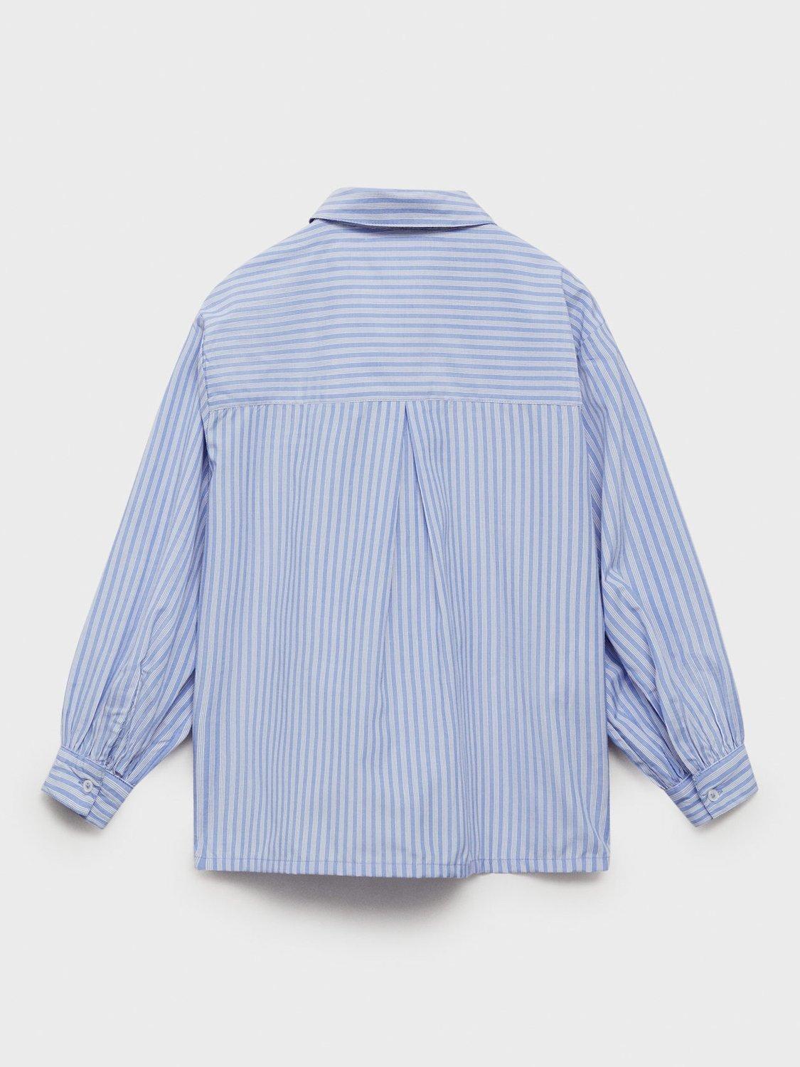 Product image 2 of 4, which shows Mango Kids' Patricia Stripe Shirt, Medium Blue, 9 years