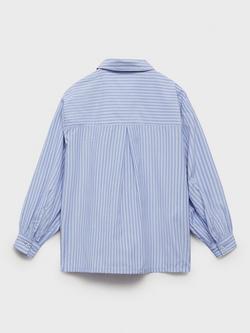 Mango Kids' Patricia Stripe Shirt, Medium Blue - view 2, Medium Blue
