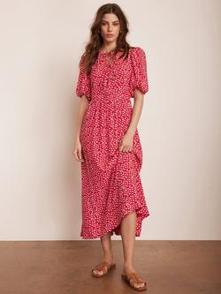 Mint Velvet Lip Print Midi Dress, Red/Multi, Red/Multi