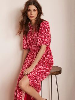 Mint Velvet Lip Print Midi Dress, Red/Multi - view 2, Red/Multi