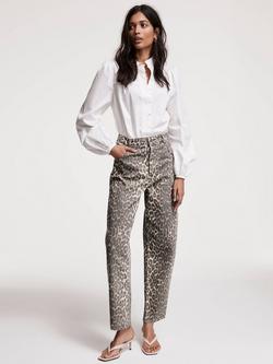 Mint Velvet Leopard Tapered Jeans, Natural/Multi, Natural/Multi