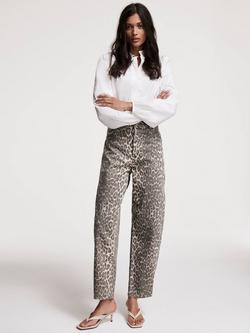 Mint Velvet Leopard Tapered Jeans, Natural/Multi - view 2, Natural/Multi