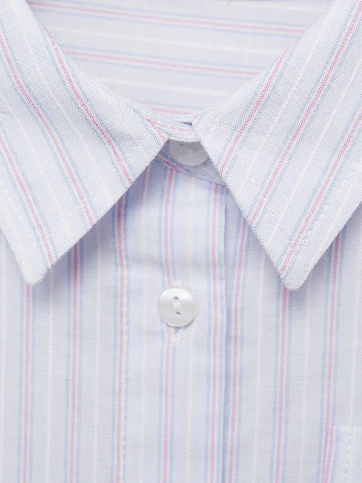 Product image 7 of 7, which shows Mango Kids' Sharon Stripe Cotton Cropped Shirt, Pastel Blue, 10 years
