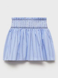 Mango Kids' Stripe Shirred Skirt, Medium Blue, Medium Blue