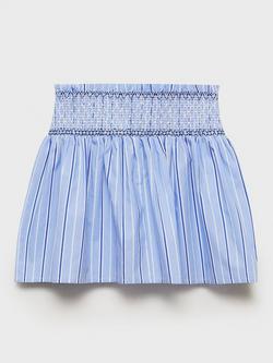 Mango Kids' Stripe Shirred Skirt, Medium Blue - view 2, Medium Blue