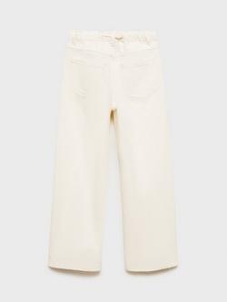 Mango Kids' Anna Elasticated Drawstring Waist Straight Leg Jeans, Light Beige - view 2, Light Beige