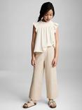Mango Kids' Panna Cotton Trousers, Light Pastel Grey