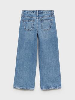 Mango Kids' Pockets Wide Leg Jeans, Mid Blue - view 2, Mid Blue