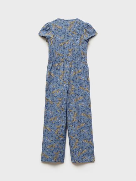 Mango Kids' Stefy Floral Paisley Jumpsuit, Medium Blue - view 2, Medium Blue