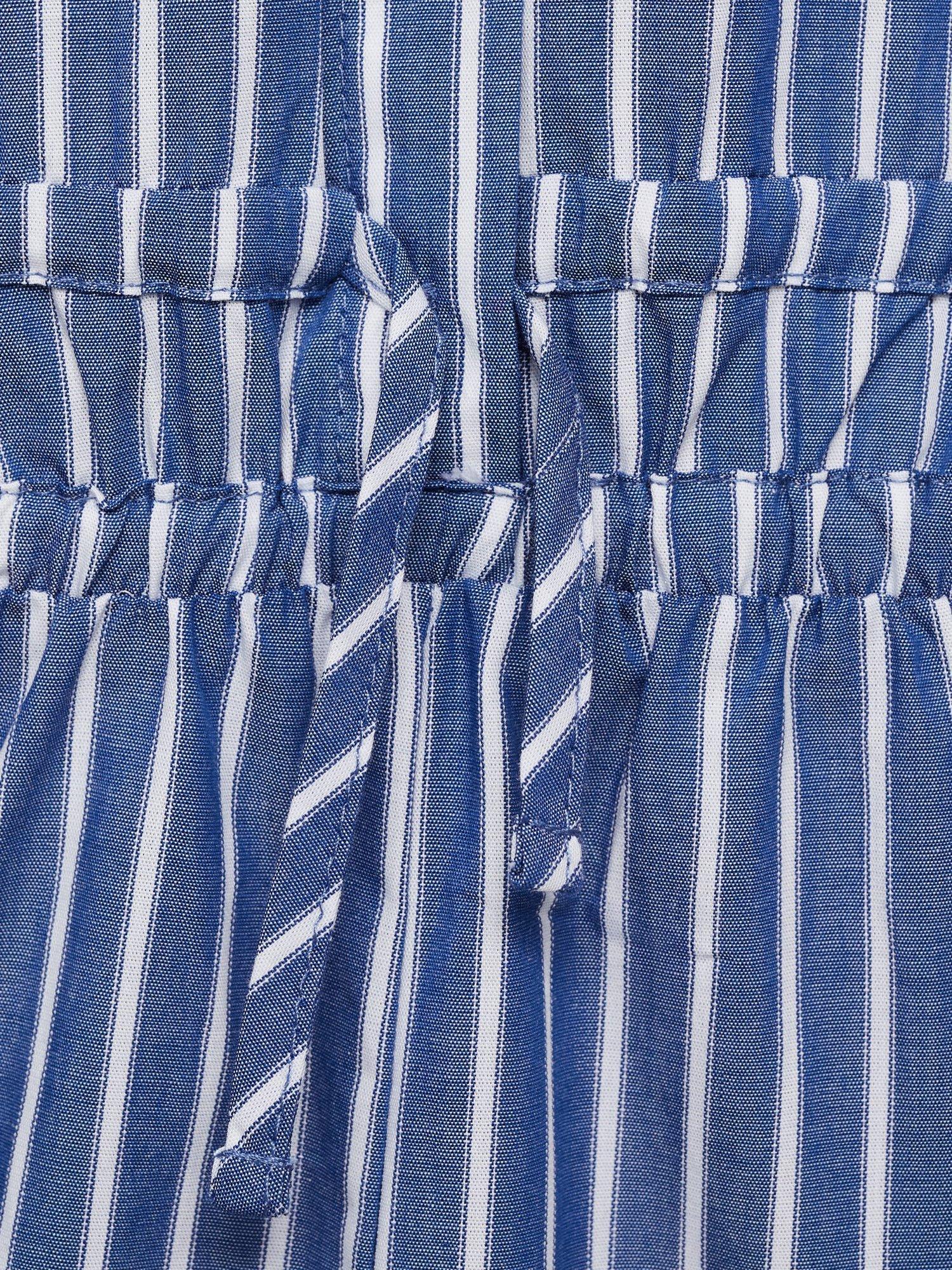 Product image 3 of 4, which shows Mango Kids' Wendy Stripe Cotton Shirt Jumpsuit, Navy, 10 years