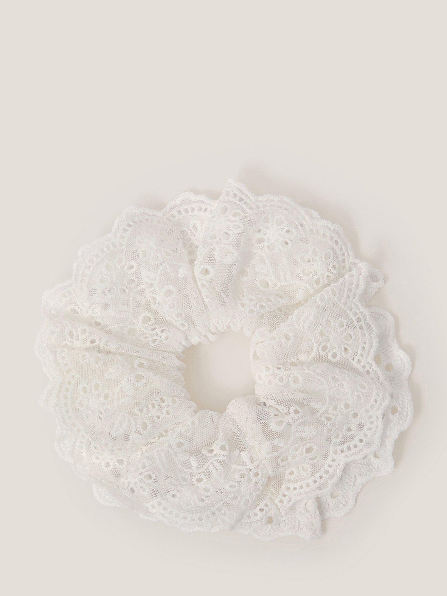 Monsoon Kids' Frill Hair Scrunchie, White