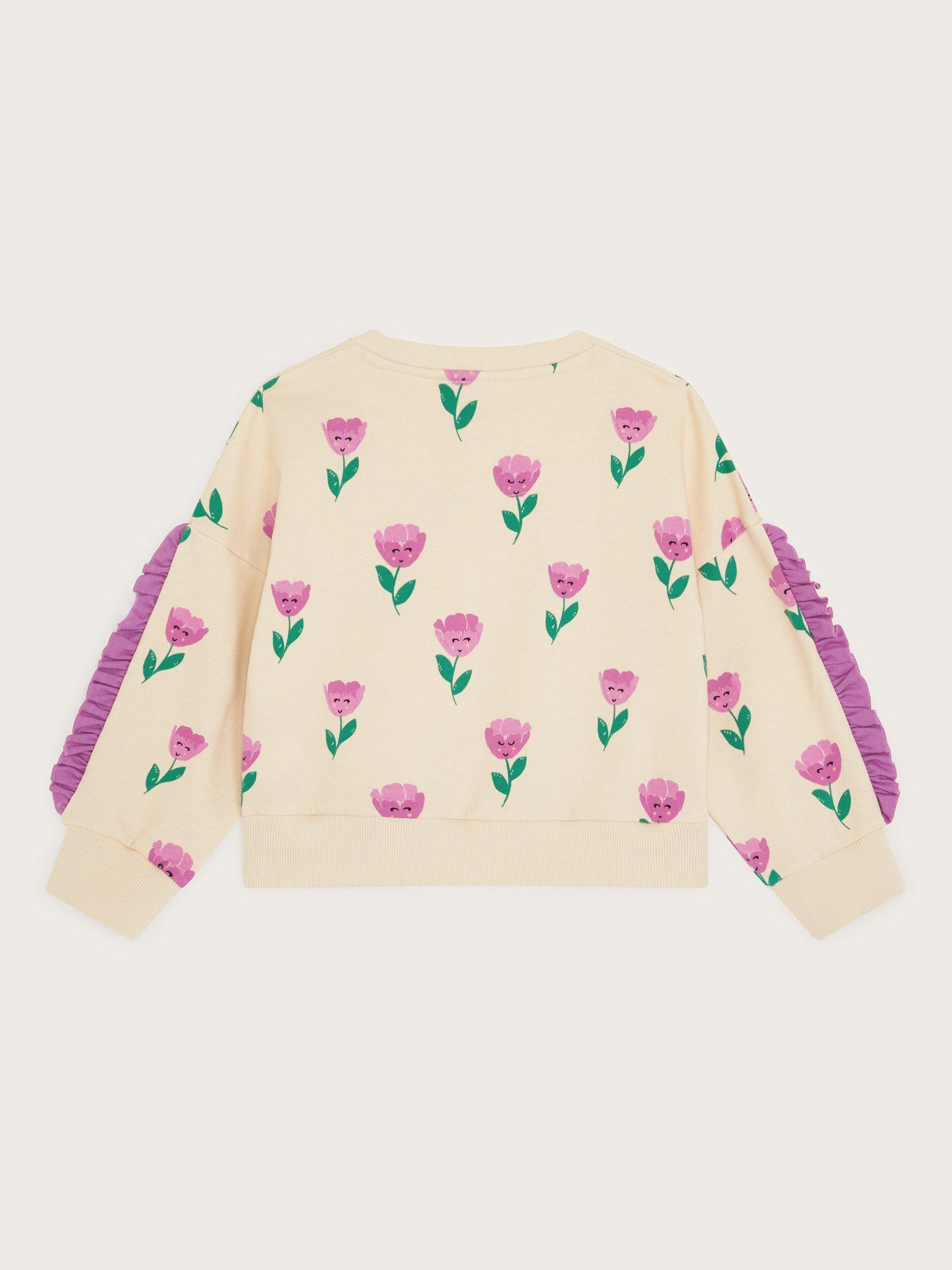 Product image 2 of 3, which shows Monsoon Kids' Tulip Cotton Sweatshirt, Pink, 7-8 years
