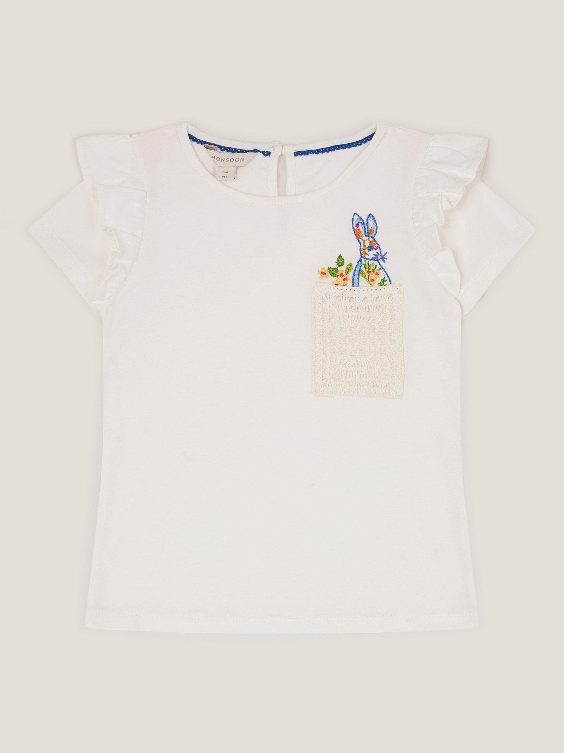 Monsoon Kids' Bunny Cotton T-Shirt, Ivory